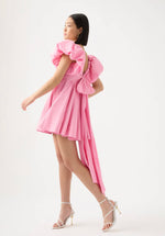 Load image into Gallery viewer, Gretta Bow Back Mini Dress in Ballet Pink - AJE
