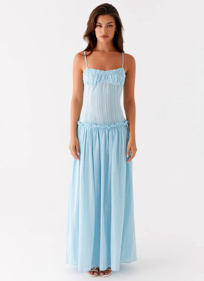 Jacinda Drop Waist Maxi in Blue