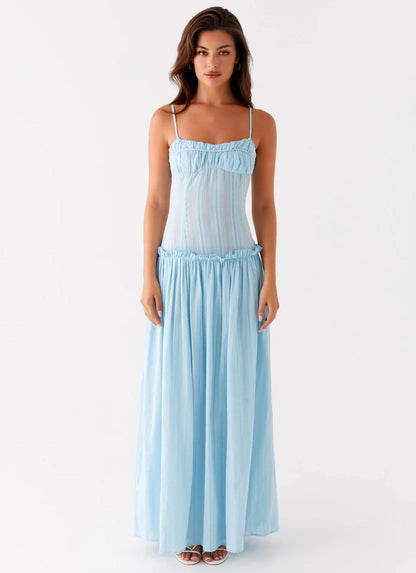 Jacinda Drop Waist Maxi in Blue