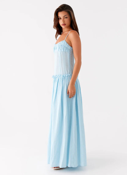 Jacinda Drop Waist Maxi in Blue