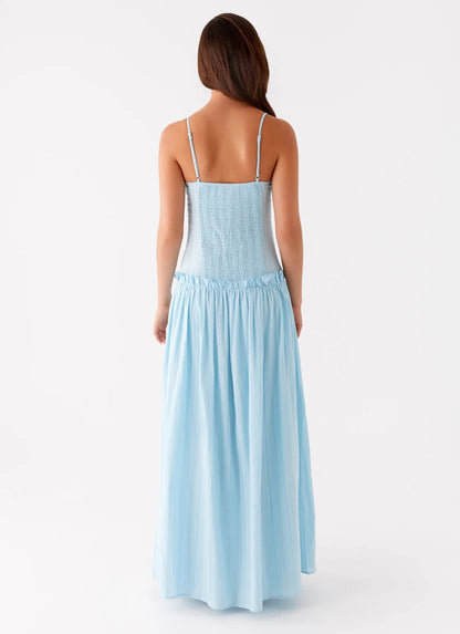 Jacinda Drop Waist Maxi in Blue