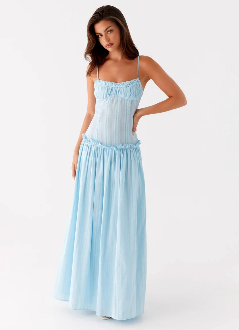Jacinda Drop Waist Maxi in Blue