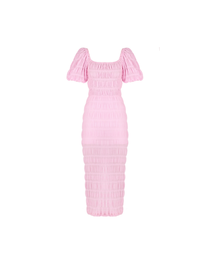 Mirella Puff Sleeve Dress in Pink