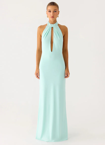 Mougleta Backless Maxi Dress in Aqua