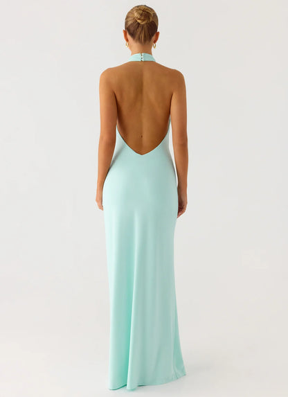 Mougleta Backless Maxi Dress in Aqua
