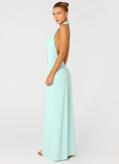 Mougleta Backless Maxi Dress in Aqua