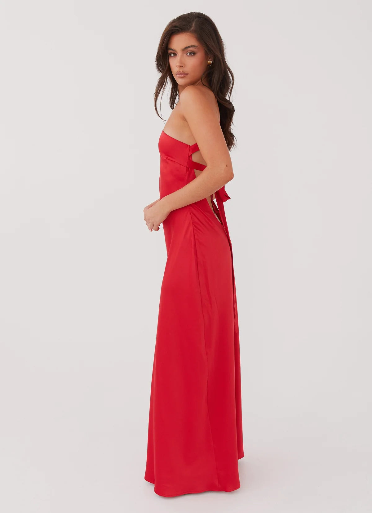 Delancy One Shoulder Maxi Dress in Rogue Red