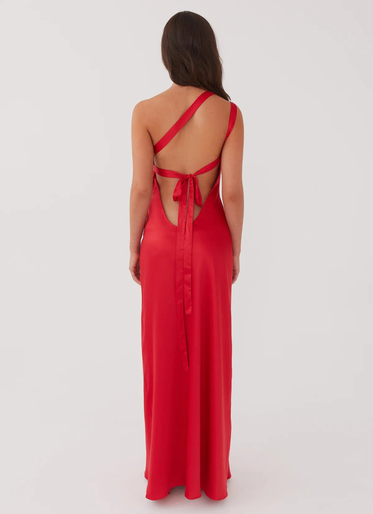 Delancy One Shoulder Maxi Dress in Rogue Red