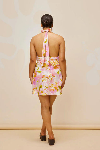 Morgan Linen Mini Dress in Ballet Floral