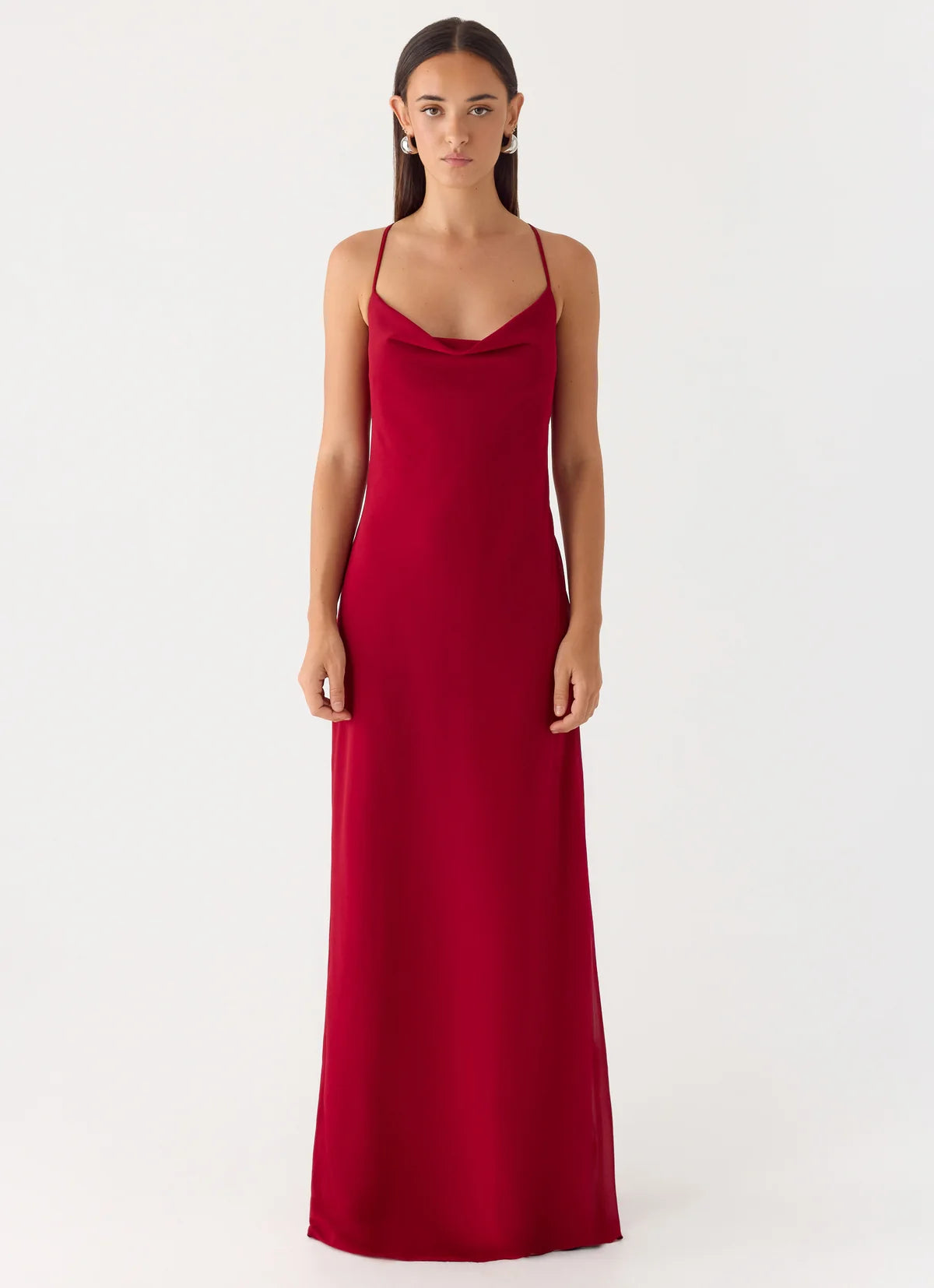 Saria Maxi Dress in Deep Red