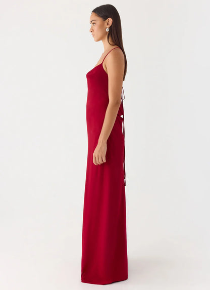 Saria Maxi Dress in Deep Red