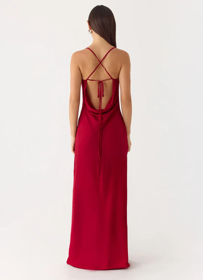 Saria Maxi Dress in Deep Red