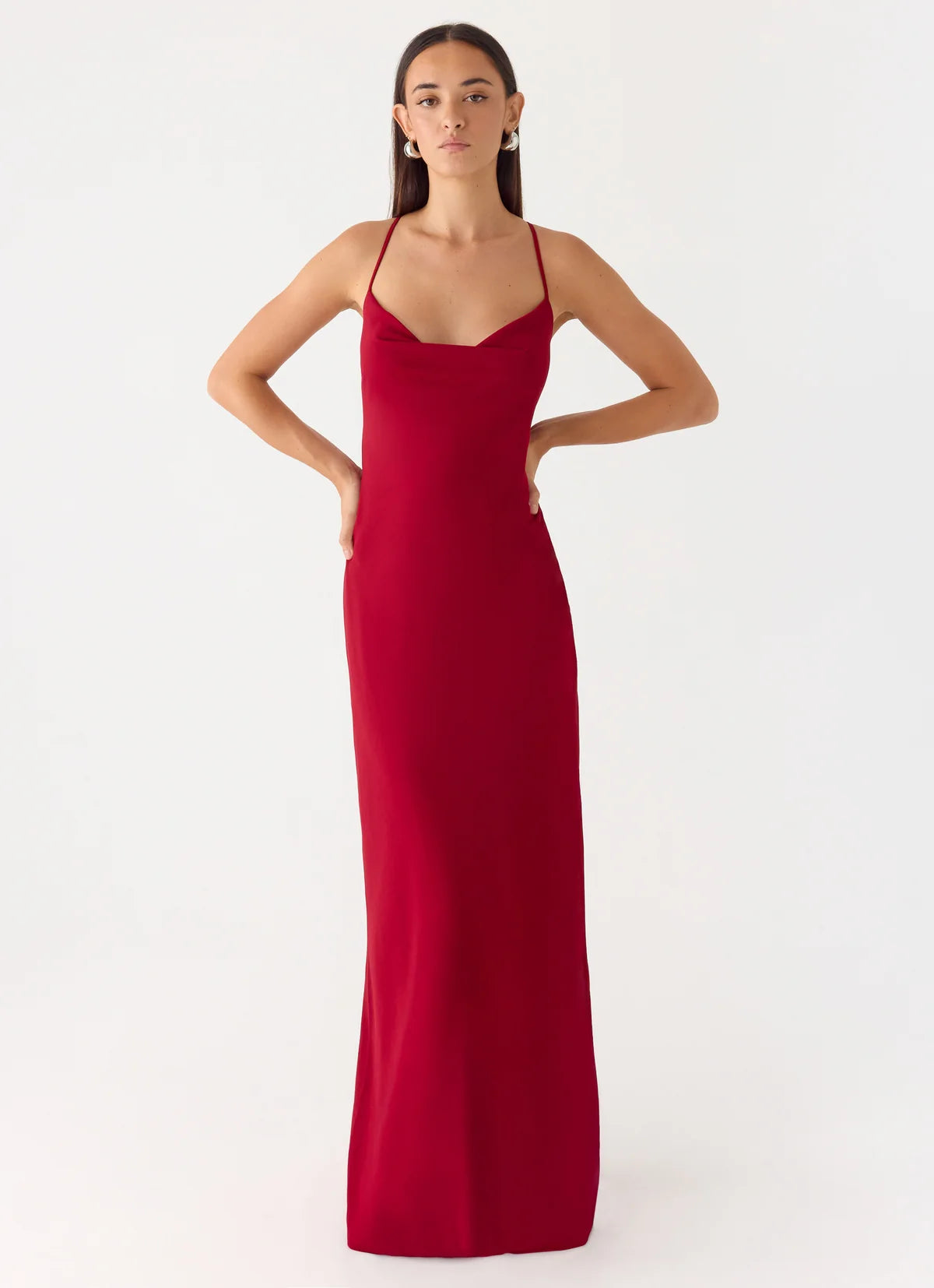 Saria Maxi Dress in Deep Red