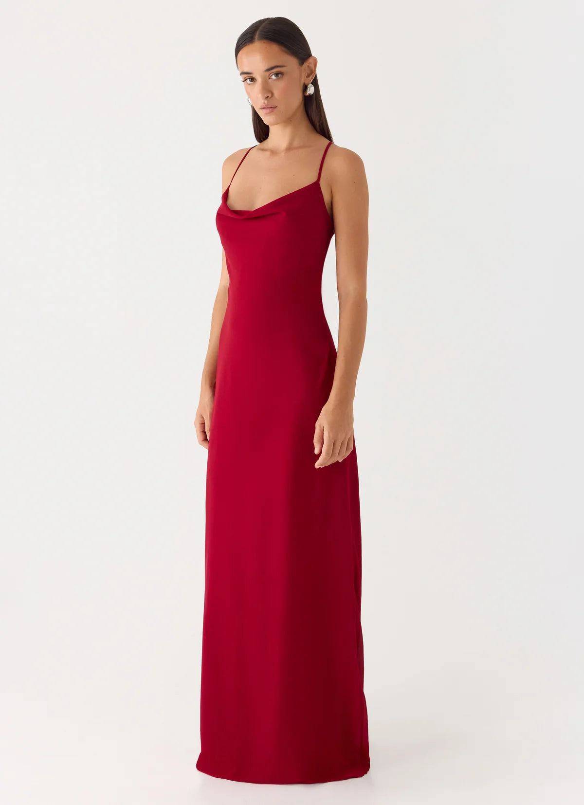 Saria Maxi Dress in Deep Red