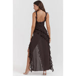 Load image into Gallery viewer, Ariela Ruffle Maxi Dress in Espresso - House of CB

