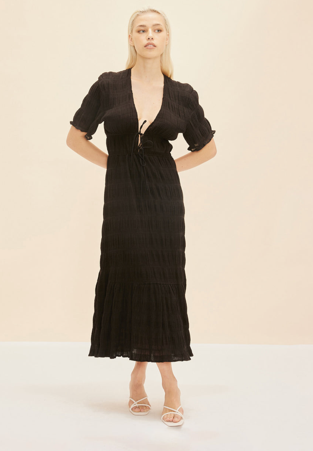 Mirella V Neck Dress in Black