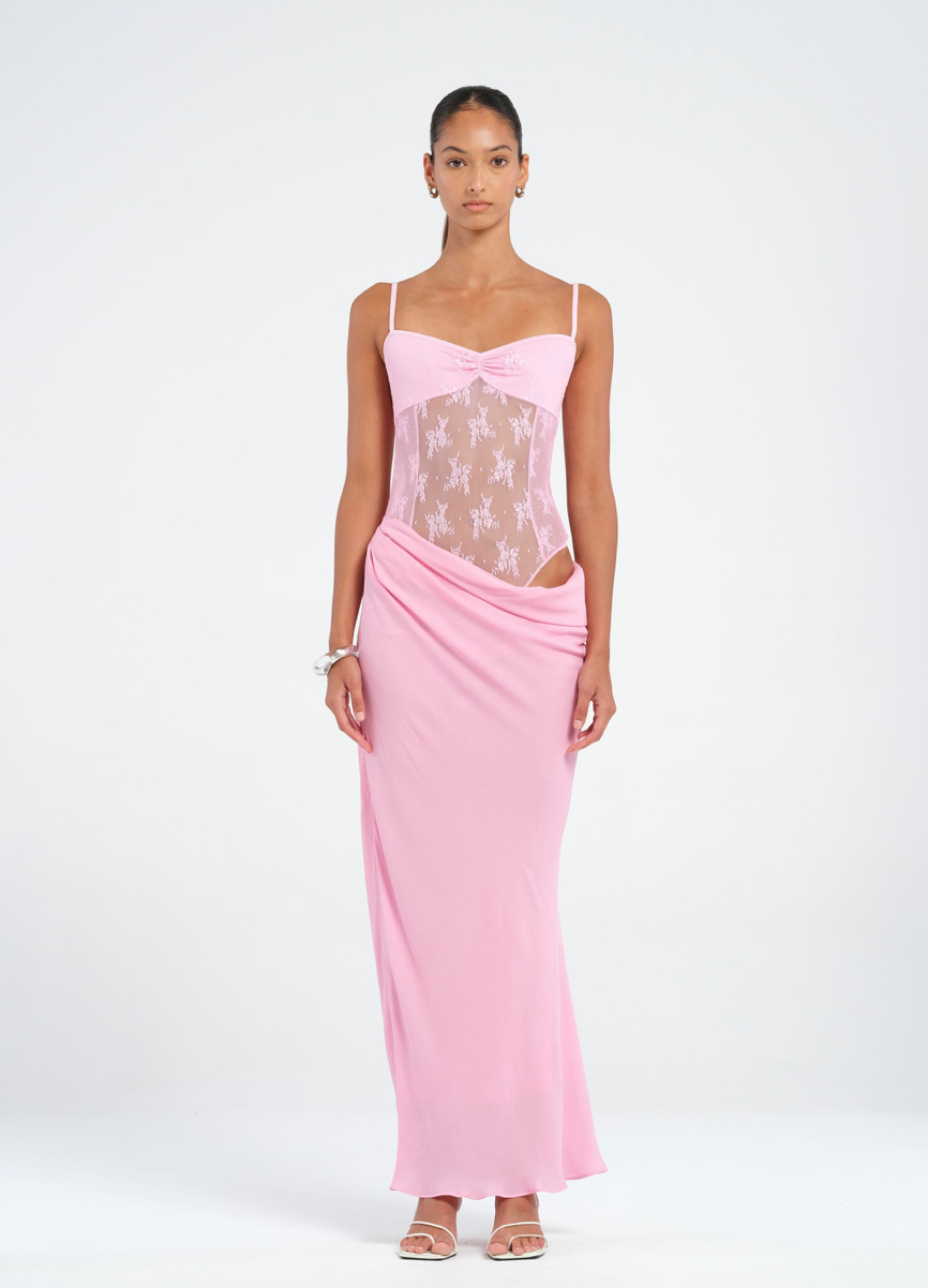 Akio Maxi Dress in Peony Pink