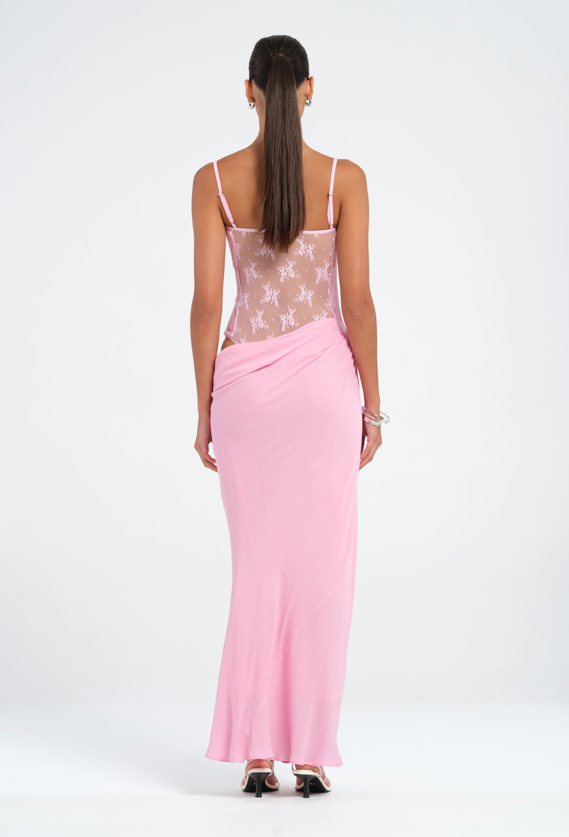 Akio Maxi Dress in Peony Pink