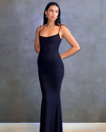 Load image into Gallery viewer, Lounge Slip Dress in Onyx (10) - SKIMS
