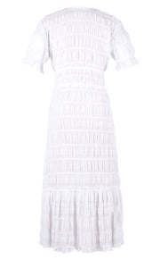 Mirella V Neck Dress in White - RUBY
