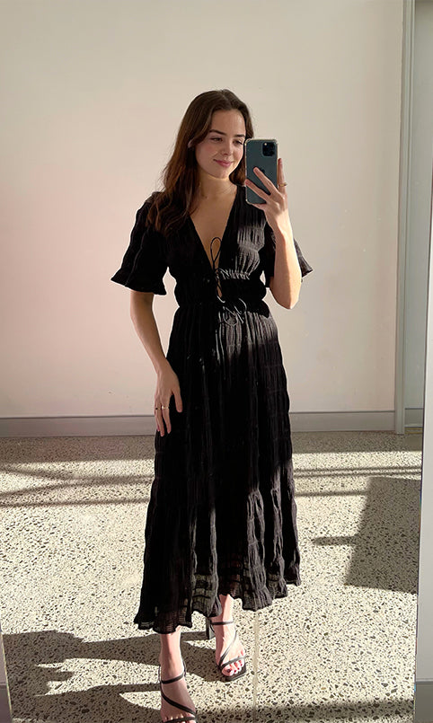 Mirella V Neck Dress in Black