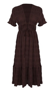 Mirella V Neck Dress in Java - RUBY