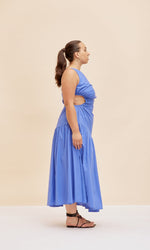Load image into Gallery viewer, Bettina Cut-Out Dress in Baja Blue - RUBY
