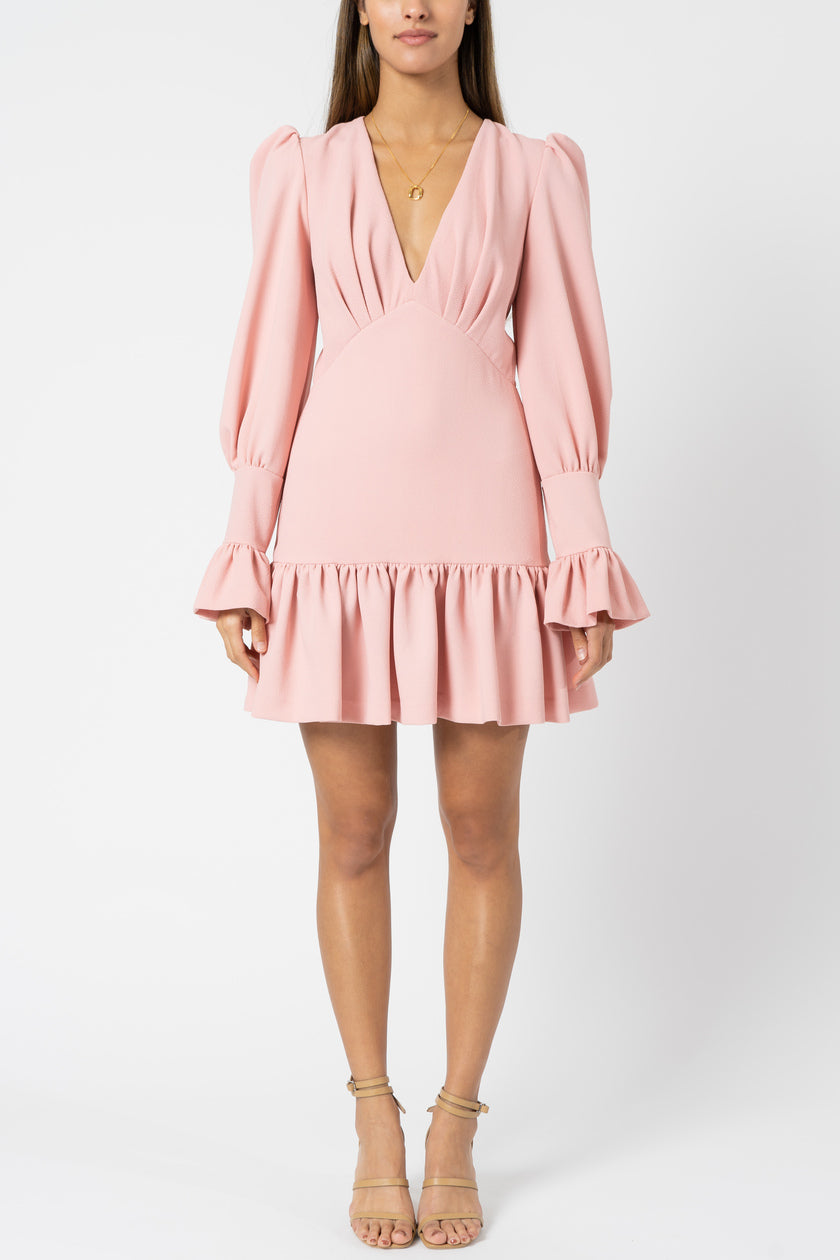 Anna V Tulip Sleeve dress in Pastel Pink - By Johhny