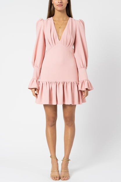 Anna V Tulip Sleeve Dress in Pastel Pink