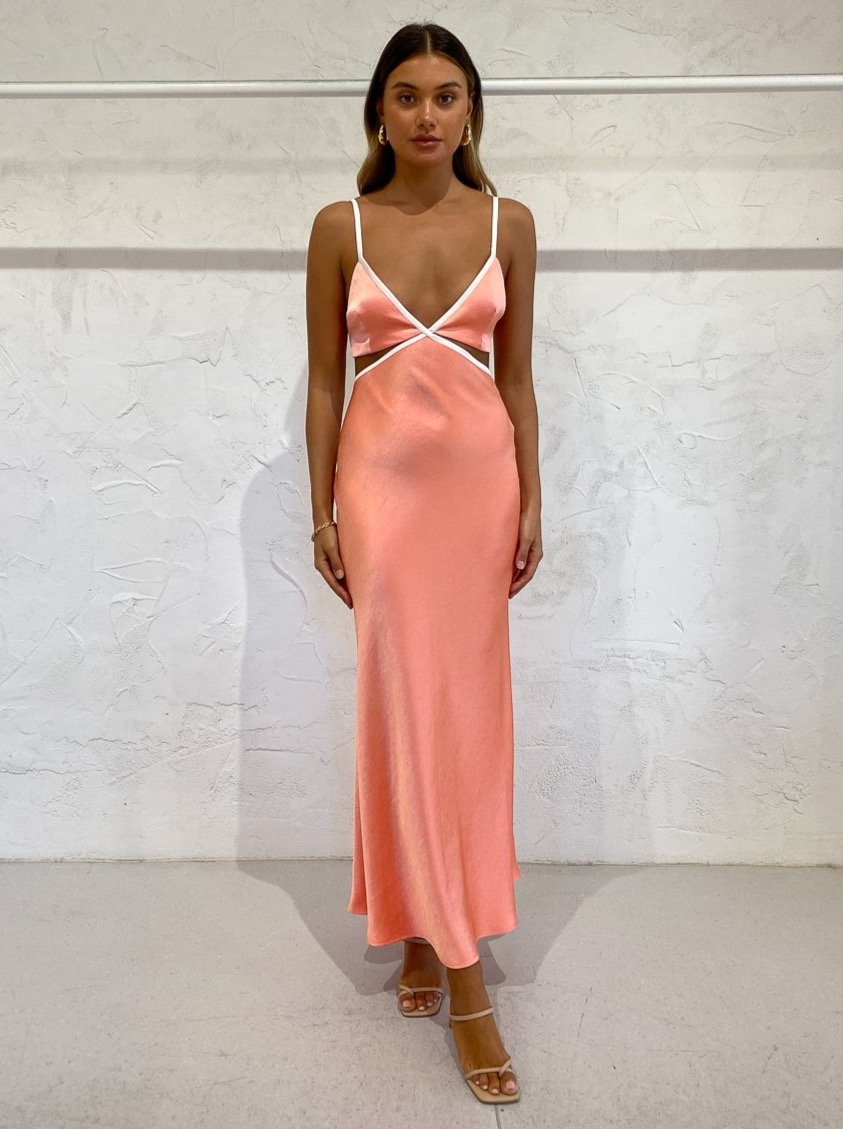 Veronique Maxi Dress in Coral