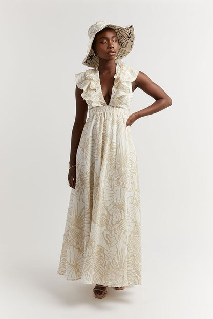 Malta Palm Frill Dress