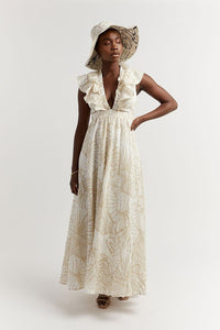 Malta Palm Frill Dress - Dissh