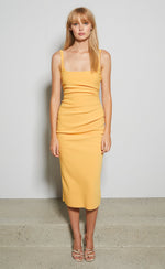 Load image into Gallery viewer, Karina Tuck Midi Dress in Tangerine - Bec + Bridge
