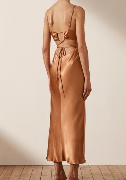 La Lune Backless Dress in Copper
