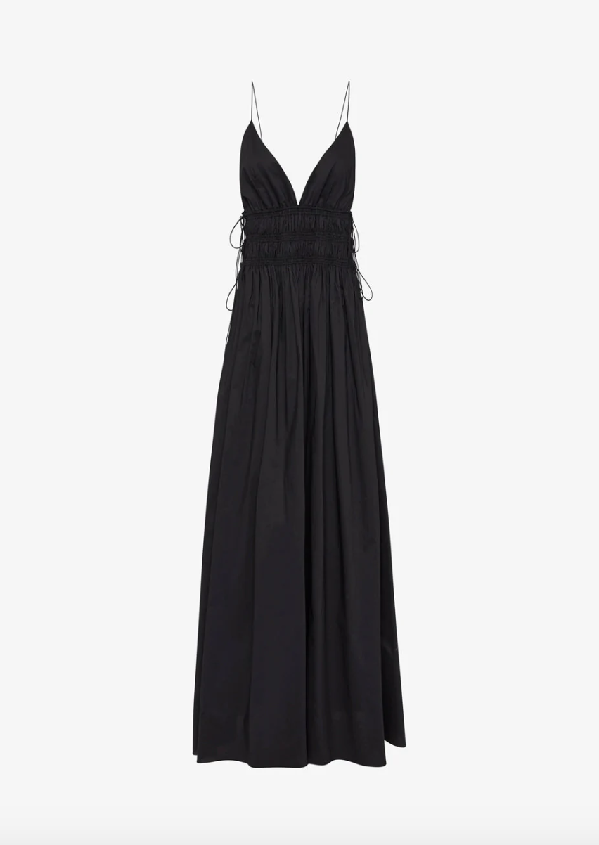 Shirred Triangle Dress in Black