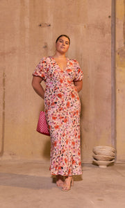 Aimee Silk Dress in Pansy - RUBY