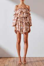 Load image into Gallery viewer, Dixie OTS Shirred mini in Multi - Shona Joy
