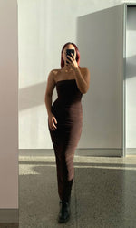Load image into Gallery viewer, Ginni Mesh Tube Dress in Chocolate - RUBY
