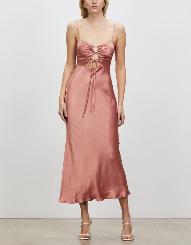 Eloise Lace-Up Midi in Antique Rose