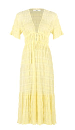 Load image into Gallery viewer, Mirella V Neck Dress in Lemon (16) - RUBY

