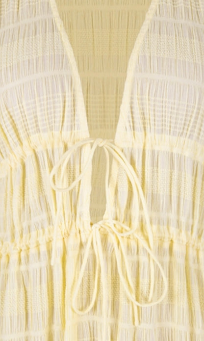 Mirella V Neck Dress in Lemon