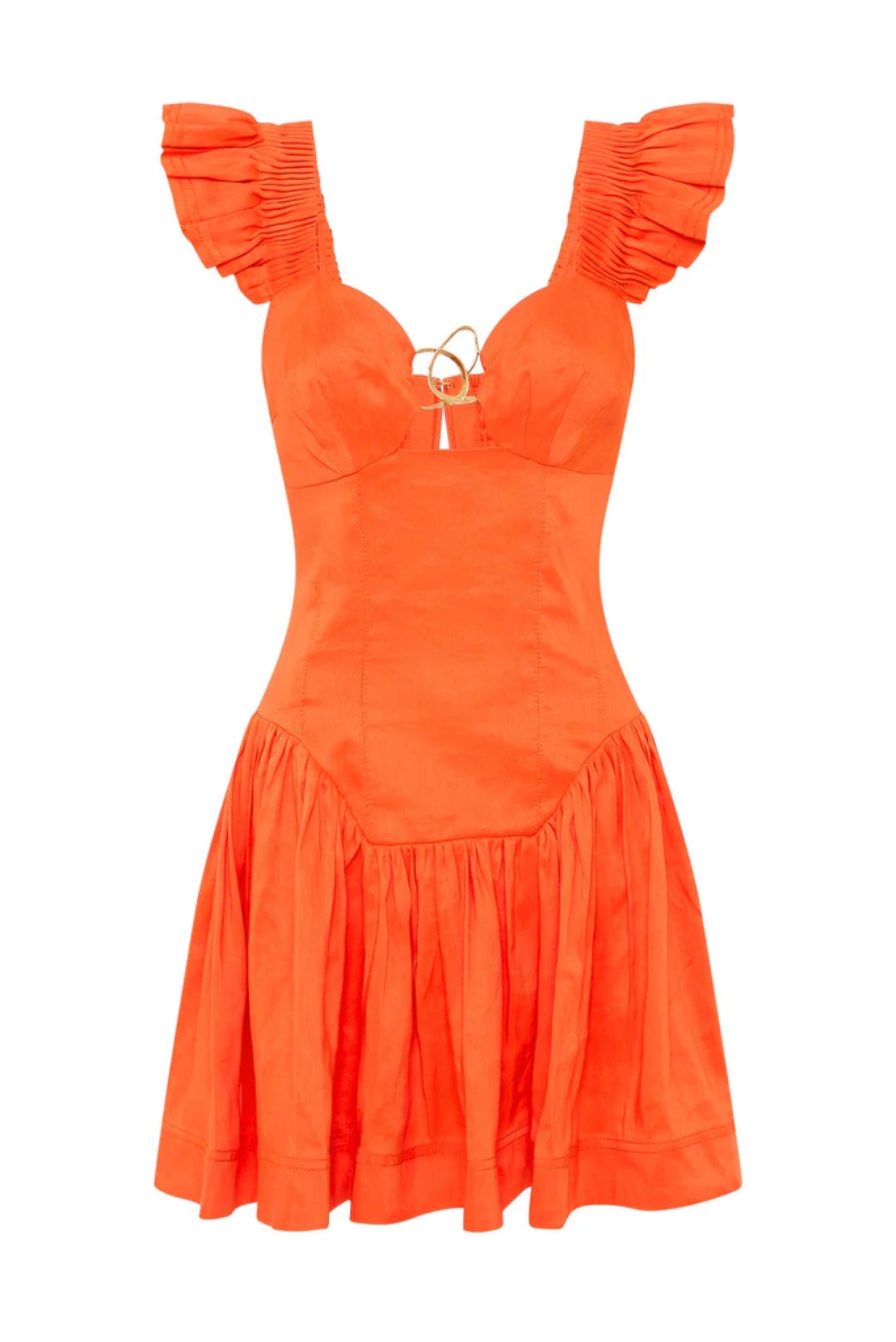 Simone Frill Sleeve Mini Dress in Orange