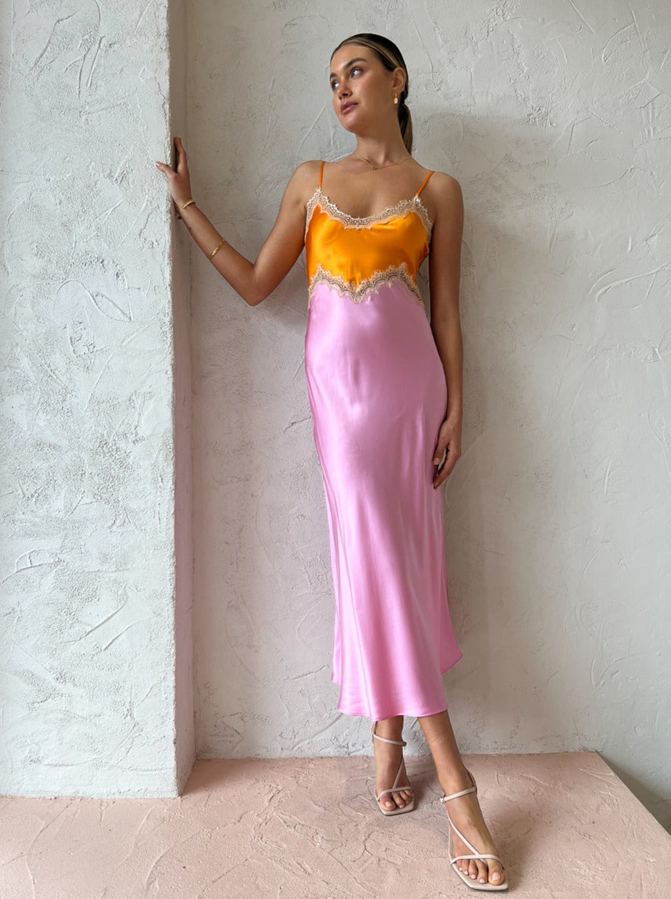 Hope Dress in Tangerine/Pink (6) - Ginia