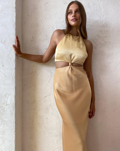 Carrie Halter Maxi in Yellow