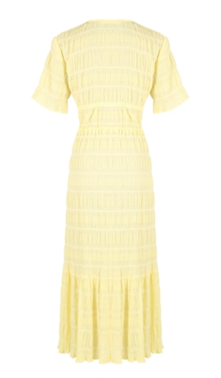 Mirella V Neck Dress in Lemon (8) - RUBY