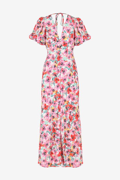 Allegra Silk Dress in Pansy