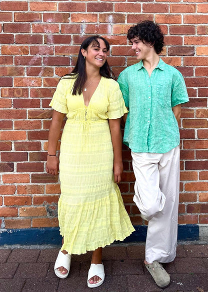 Mirella V Neck Dress in Lemon