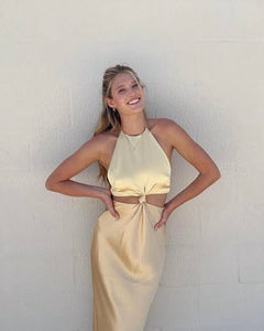 Carrie Halter Maxi in Yellow - Bec + Bridge