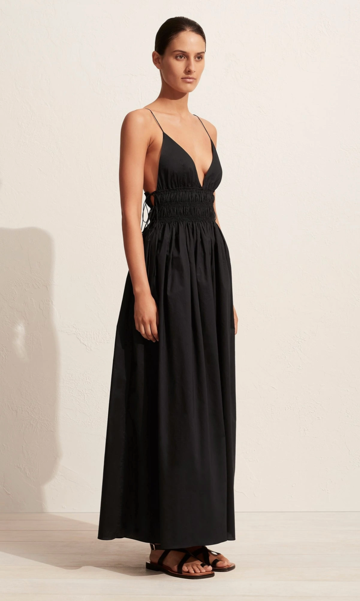 Shirred Triangle Dress in Black