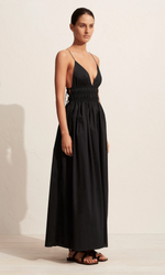 Load image into Gallery viewer, Shirred Triangle Dress in Black - Matteau
